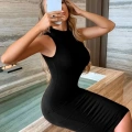 Kadın Kolsuz Balıkçı Yaka Kısa Dalgıç Elbise