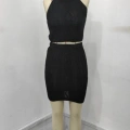 Kadın Kolsuz Mini Erer Crop Ikili Triko Takım