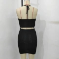 Kadın Kolsuz Mini Erer Crop Ikili Triko Takım