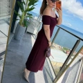 Kadın Madonna Yaka Midi Boy Modal Elbise