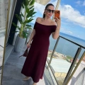 Kadın Madonna Yaka Midi Boy Modal Elbise