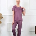 Kadın Mürdüm Kısa Kol Pijama Takım
