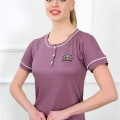 Kadın Mürdüm Kısa Kol Pijama Takım