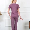 Kadın Mürdüm Kısa Kol Pijama Takım