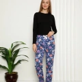 Kadın Pamuklu Alt Pijama Lacivert