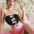 Kadın Pembe Ekose Etekli Seksi Kostüm
