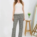 Kadın Penye Desenli Tek Alt Pijama Haki