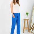 Kadın Penye Düz Tek Alt Pijama Mavi