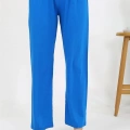 Kadın Penye Düz Tek Alt Pijama Mavi