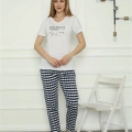 Kadın Penye Pijama Takım Beyaz