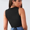 Kadın Siyah Çapraz Bağlamalı Crop Top Büstiyer