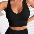 Kadın Siyah Derin Göğüs Dekolteli Şık Crop Top Bluz