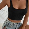 Kadın Siyah Kalın Askılı Crop Top Büstiyer