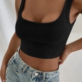 Kadın Siyah Kalın Askılı Crop Top Büstiyer