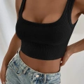 Kadın Siyah Kalın Askılı Crop Top Büstiyer