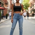 Kadın Siyah Kalın Askılı Crop Top Büstiyer Esnek Kumaş Şık Basic Kadın Üst Giyim