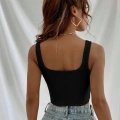 Kadın Siyah Kalın Askılı Crop Top Büstiyer Esnek Kumaş Şık Basic Kadın Üst Giyim
