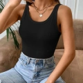 Kadın Siyah Kolsuz Kalın Askılı Uzun Crop Top Bluz & Atlet Modern Basic Üst