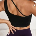 Kadın Siyah Modern Fit Tek Omuzlu Çapraz Askılı Crop Top Büstiyer