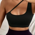 Kadın Siyah Tek Omuzlu Çapraz Askılı Crop Top Büstiyer