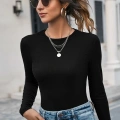 Kadın Siyah Uzun Kollu Fit Basic Crop Top Bluz