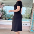 Kadın Yaka Ribanalı Çift Yırtmaçlı Elbise