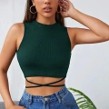 Kadın Yeşil Modern Fit Çapraz Bağlamalı Crop Top Büstiyer