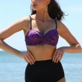Kadın Yüksel Bel Straplez Mor Bikini