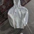 Kapşonlu Üç İplik Penye Basic SweatShirt - Beyaz
