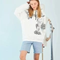 Kapüşonlu Strong Heykel Baskılı Sweatshirt - Beyaz