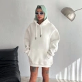 Kapüşonlu Üç İplik Penye Basic SweatShirt - Beyaz