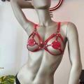 Kırmızı Deri Sütyen Harness