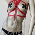 Kırmızı Göğüs Üzeri Seksi  Harness