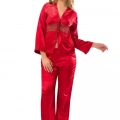 Kırmızı Saten Pijama Takımı - 1601