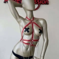 Kırmızı Ve Zincir Detaylı Şık Deri Harness - 3