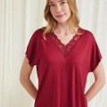 Kısa Kollu Dantelli V Yaka Şort Pijama Takımı