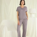 Kısa Kollu V Yakalı Dantelli Pijama Takımı