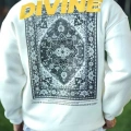 Kışlık Bisiklet Yaka Baskılı SweatShirt - Beyaz