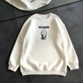Kışlık Bisiklet Yaka Baskılı SweatShirt - Beyaz