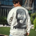 Kışlık Bisiklet Yaka Baskılı SweatShirt - Beyaz