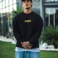 Kışlık Bisiklet Yaka Baskılı SweatShirt - Siyah