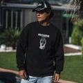 Kışlık Bisiklet Yaka Baskılı SweatShirt - Siyah