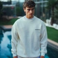 Kışlık Bisiklet Yaka Oversize Baskılı SweatShirt - Beyaz