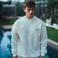 Kışlık Bisiklet Yaka Oversize Baskılı SweatShirt - Beyaz -