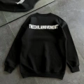 Kışlık Bisiklet Yaka Oversize Baskılı SweatShirt - Siyah