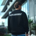 Kışlık Bisiklet Yaka Oversize Baskılı SweatShirt - Siyah -