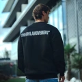 Kışlık Bisiklet Yaka Oversize Baskılı SweatShirt - Siyah