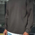 Kışlık Bisiklet Yaka Üç İplik Basic SweatShirt - Antrasit -