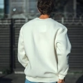 Kışlık Bisiklet Yaka Üç İplik Basic SweatShirt - Beyaz