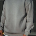 Kışlık Bisiklet Yaka Üç İplik Basic SweatShirt - Boyalı Gri